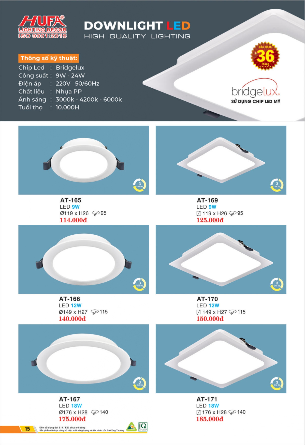 Bảng giá đèn LED HUFA 2026